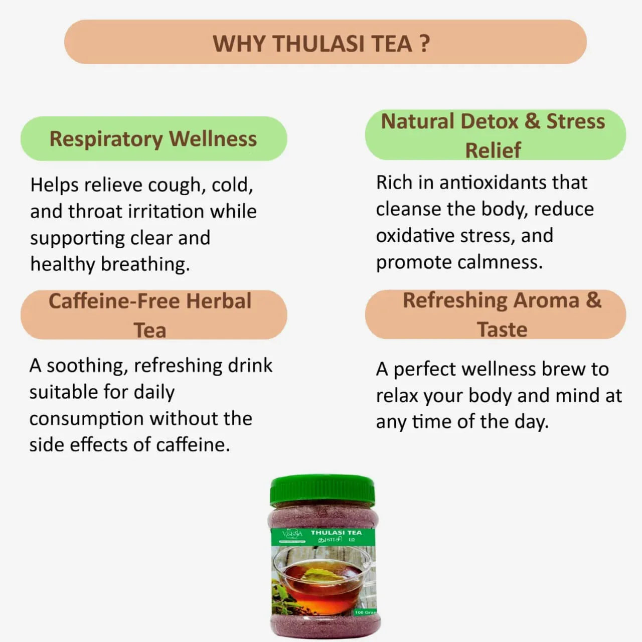 Veena Thulasi Tea - 90g ( Pack of 2 ) - Orgoshops