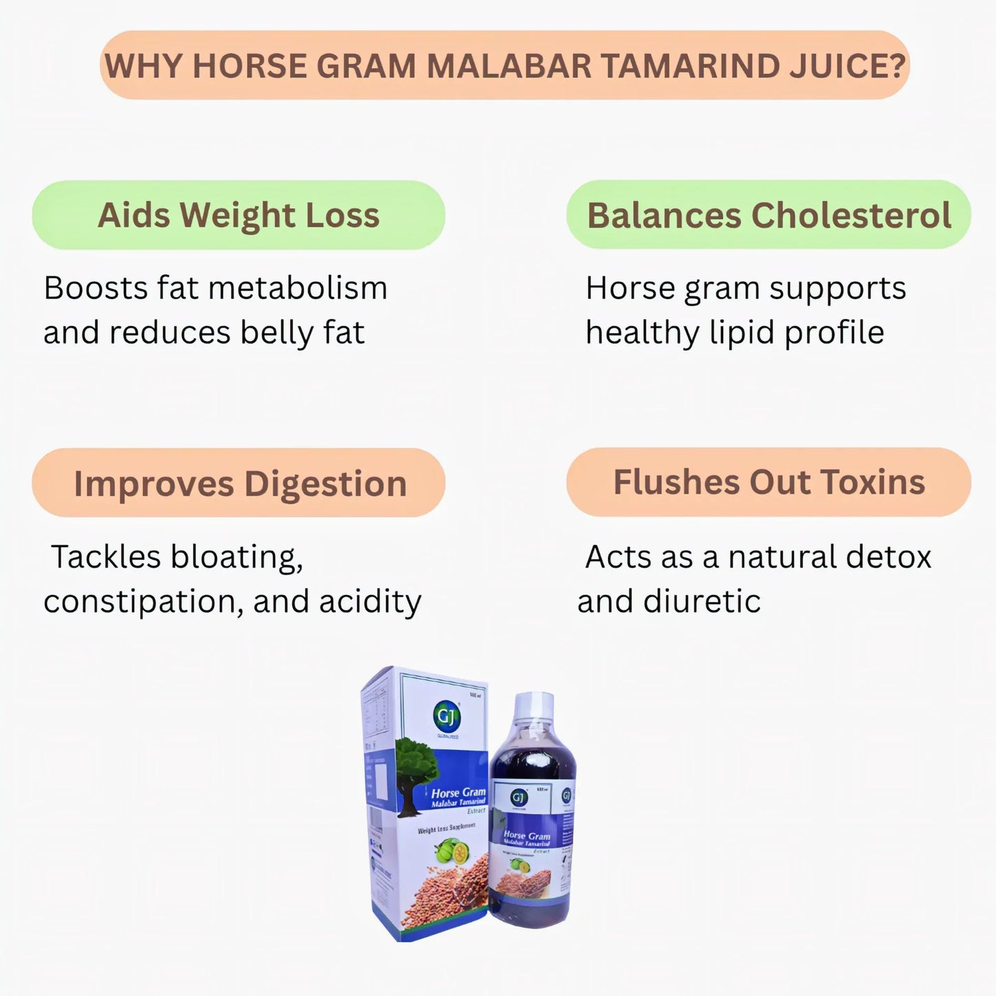 GJ Global Herbs Horse Gram Malabar Tamarind Juice - 500 ml - Orgoshops