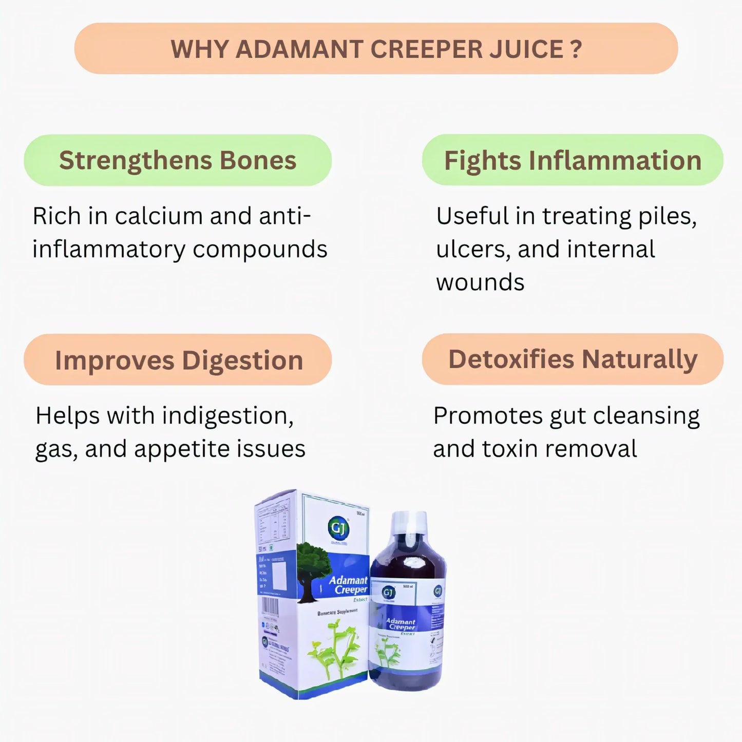 GJ Global Herbs Adamant Creeper Extract Juice - 500 ml - Orgoshops