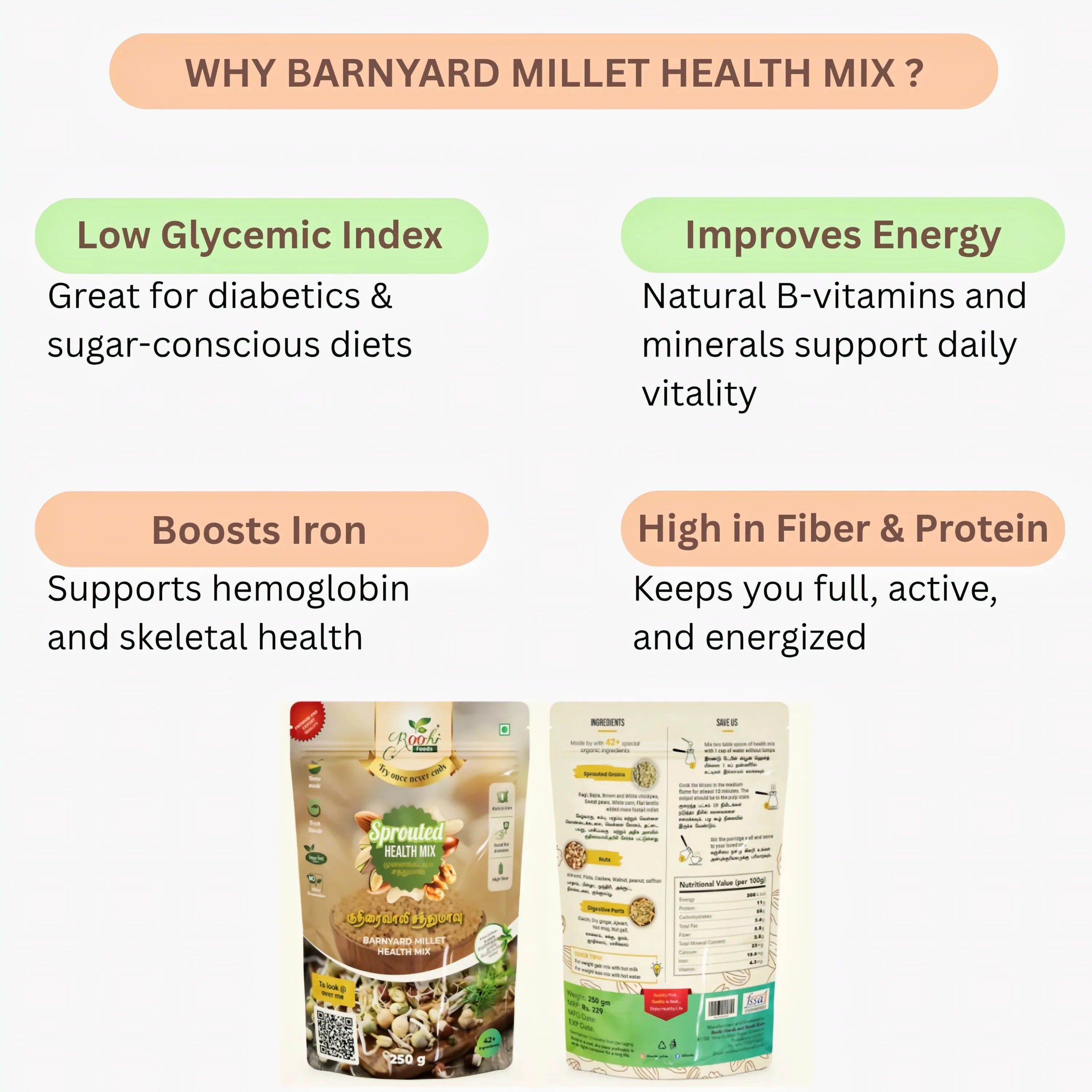Roohi Barnyard Millet / Kuthiraivali Health Mix - 250 gram - Orgoshops