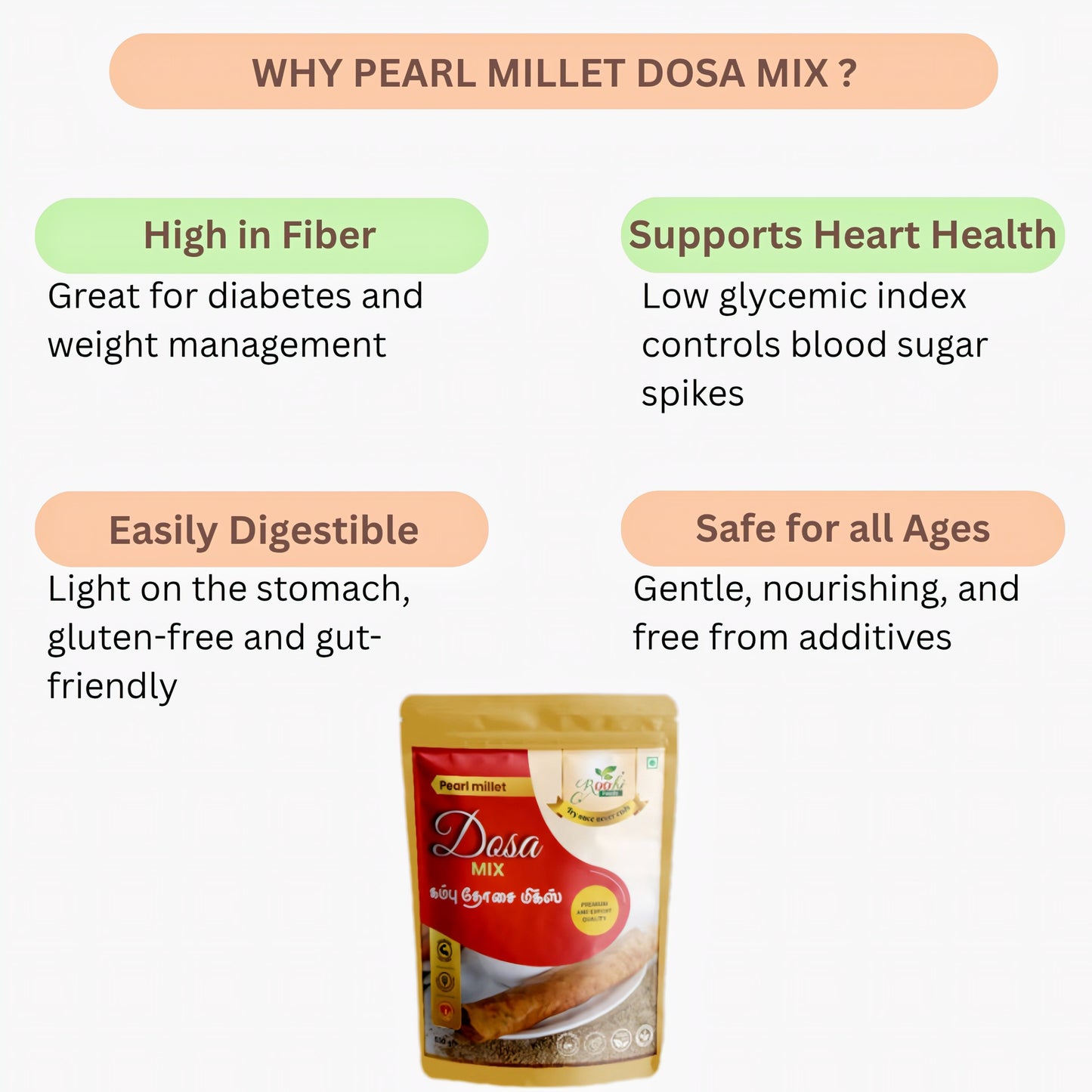 Roohi Pearl Millet / Kambu Dosa Mix - 500 gram