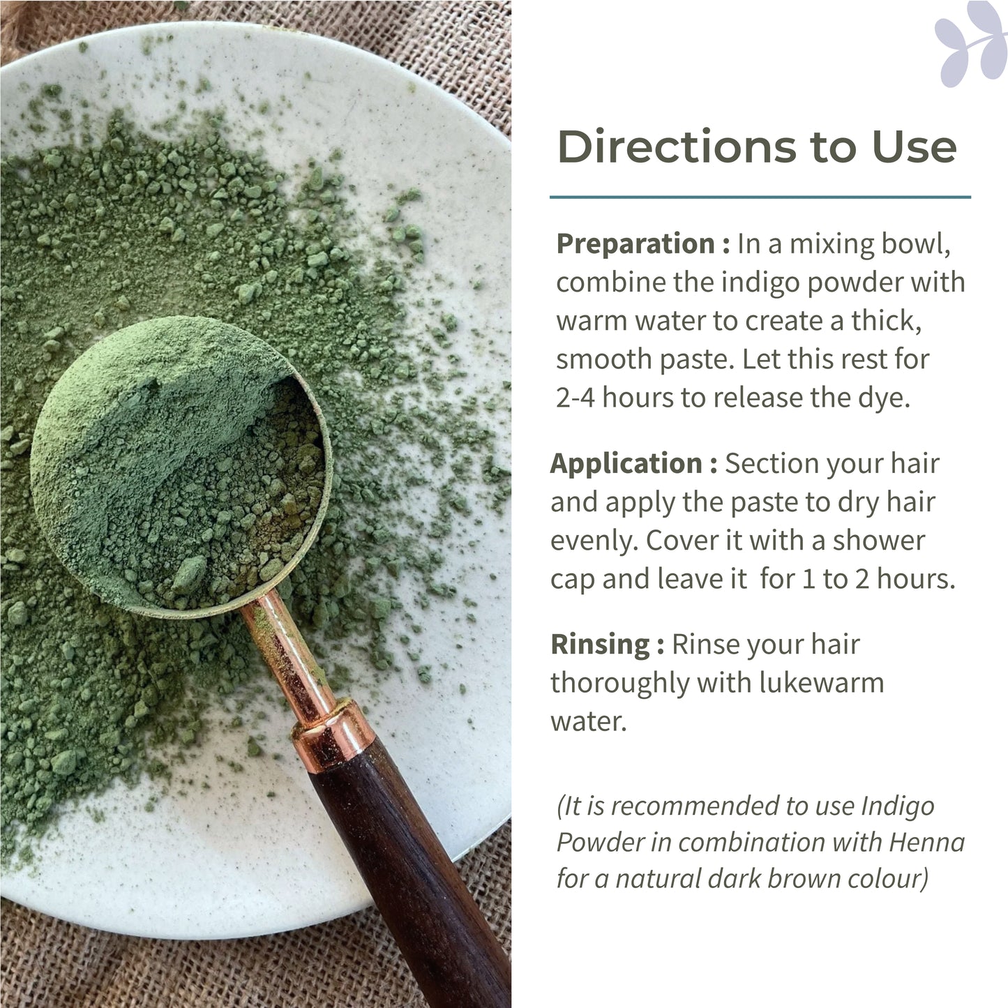 Ecotyl Indigo Powder | Neel Avuri | Natural Hair Dye | Hair Conditioning - 100g