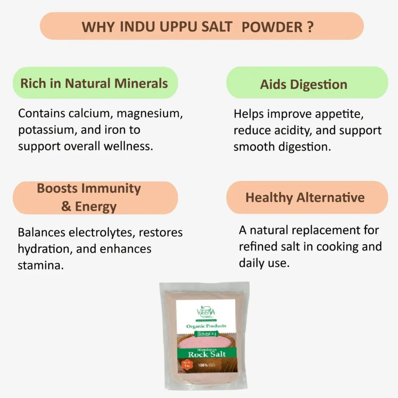 Veena Induppu Rock Salt Powder - 1 KG ( Pack of 2 ) - Orgoshops