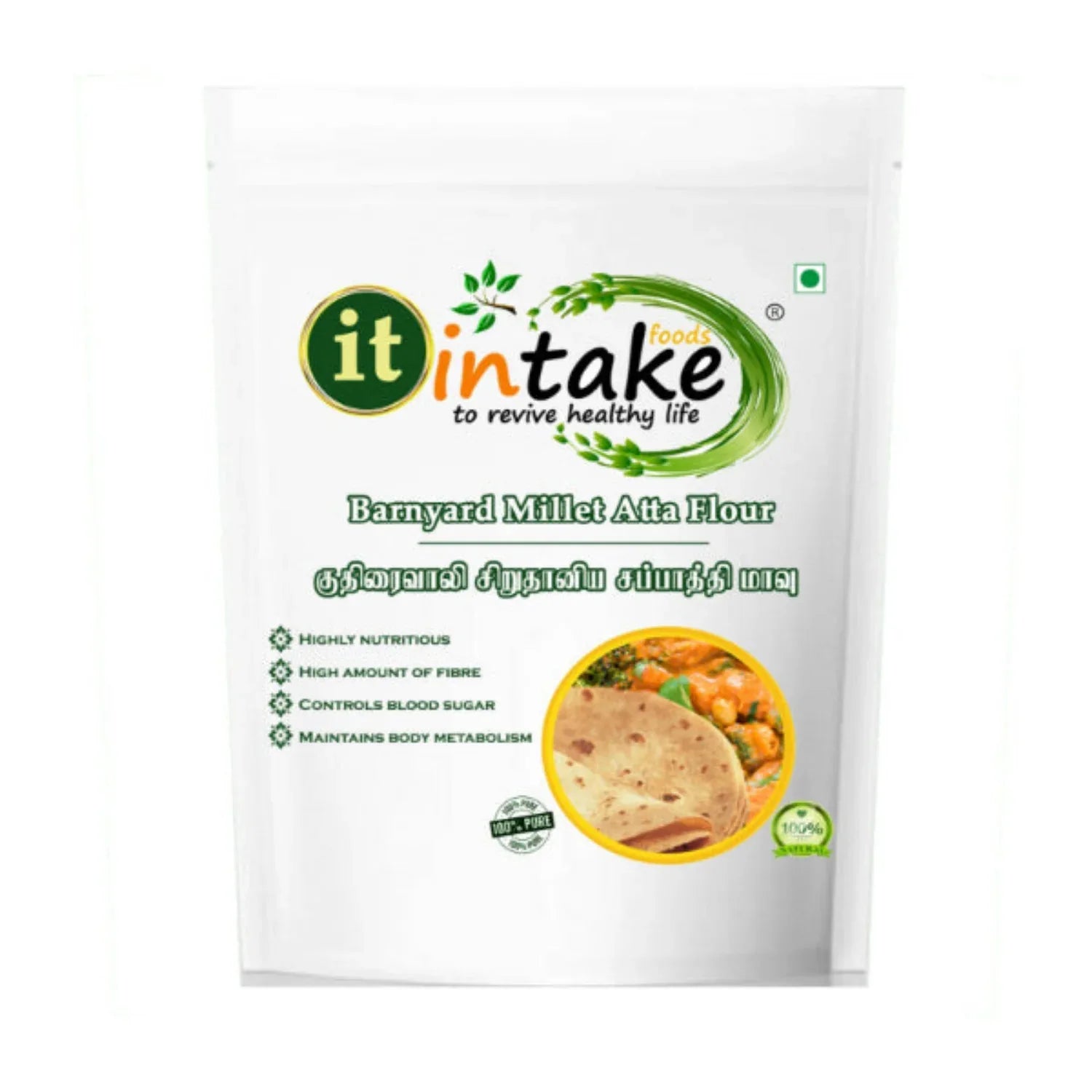 Intake Barnyard Millet Atta Flour / Kuthiravali / Barnyard Millet Flour - 1 kg - Orgoshops