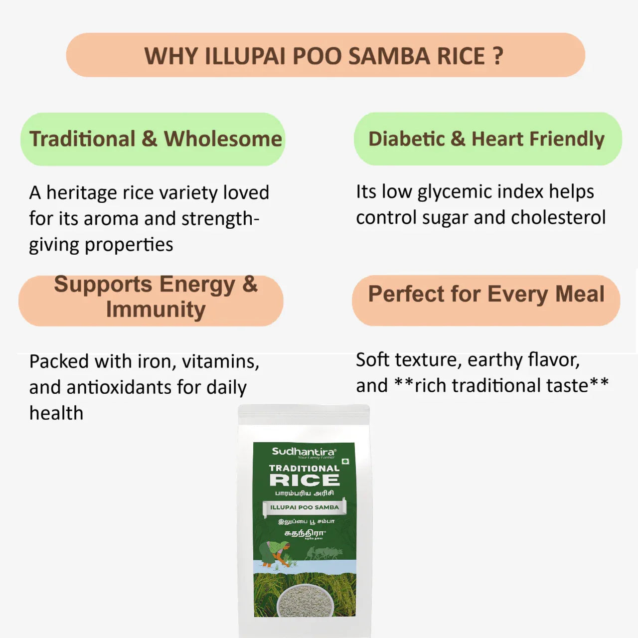 Sudhantira Illupai Poo Samba Rice - 1kg - Orgoshops