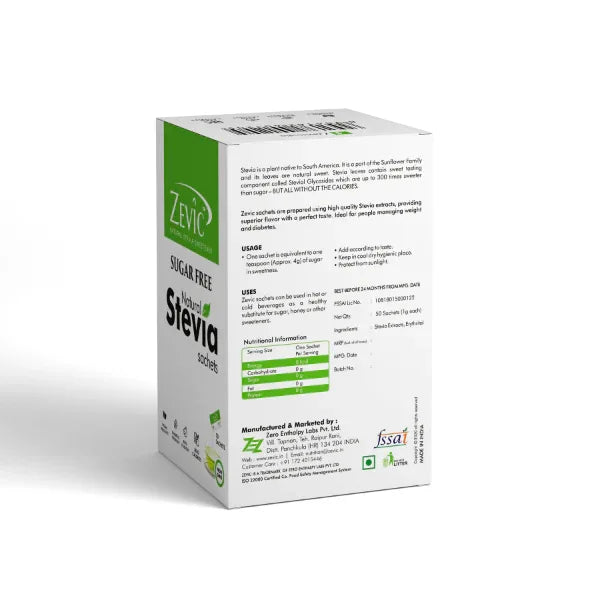 Zevic Stevia Zero calorie Sachets 50 Pcs - Orgoshops