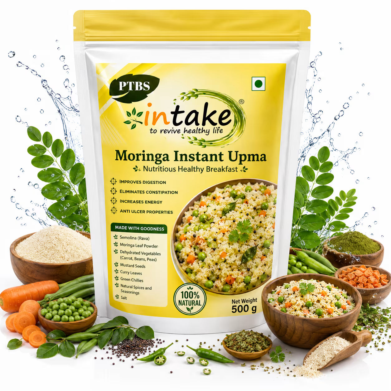 Intake Moringa Instant Upma / Nutritious Healthy Breakfast - 500 g