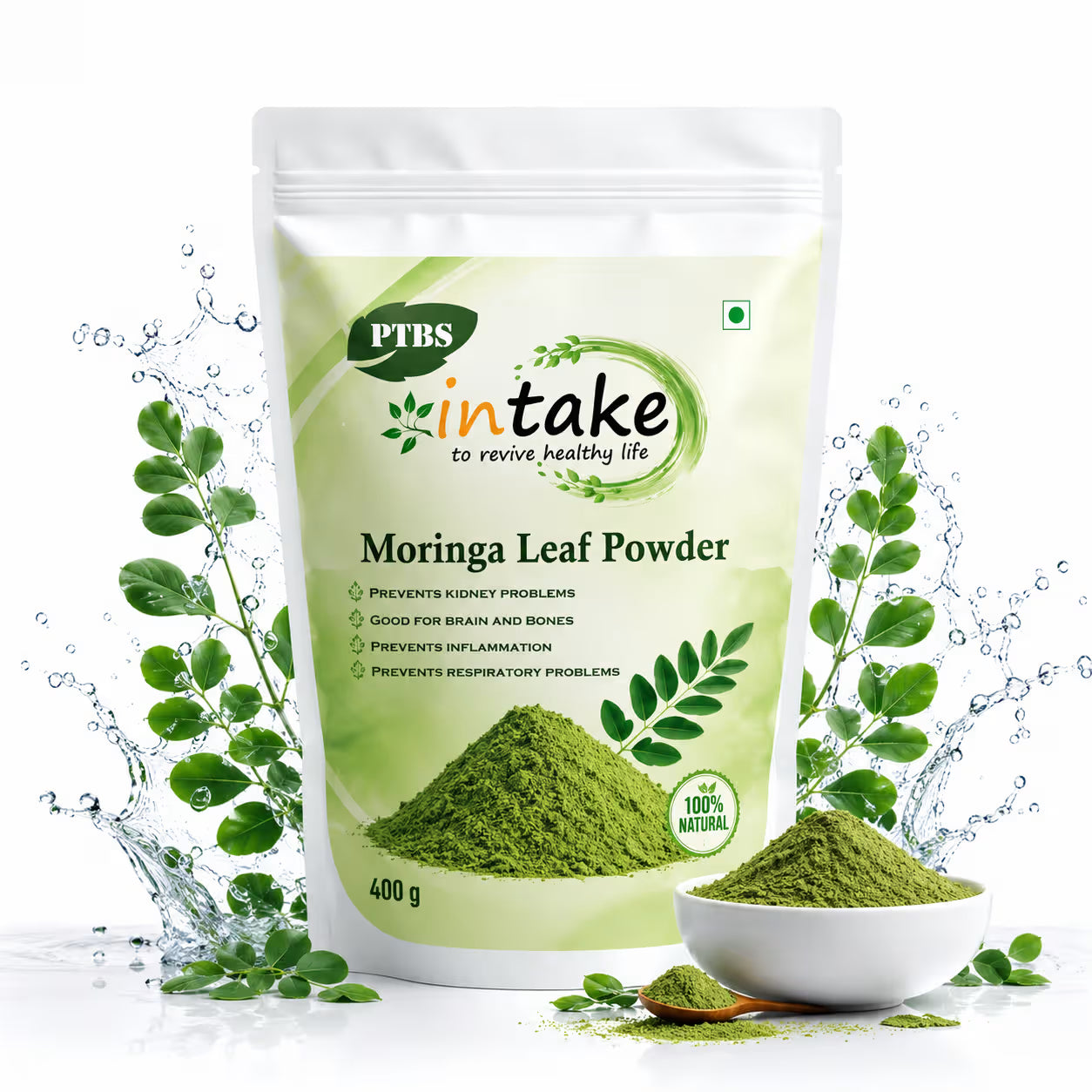Intake Moringa Leaf Powder / Moringa Powder / Drumstick Leaf Powder - 400 g