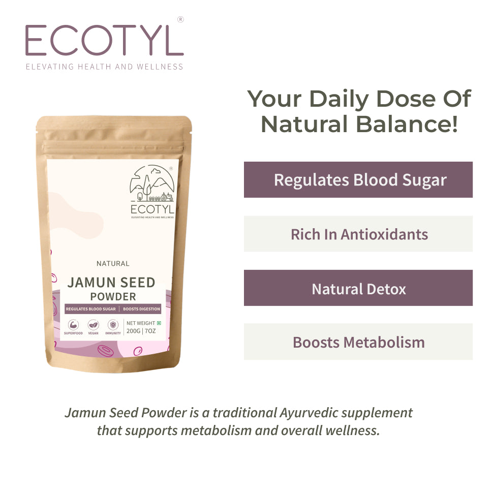 Ecotyl Jamun Seed Powder | Blood Sugar Control | Rich in Antioxidants - 200g