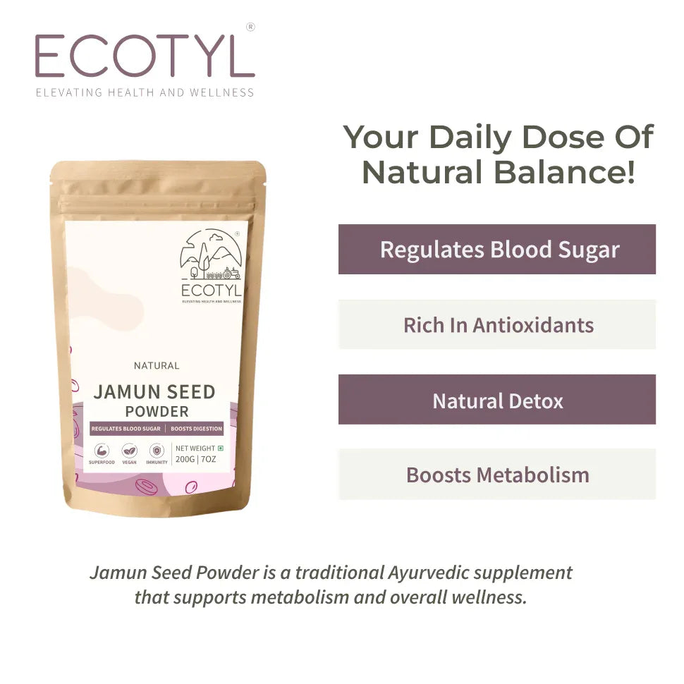 Ecotyl Jamun Seed Powder | Blood Sugar Control | Rich in Antioxidants - 200g - Orgoshops
