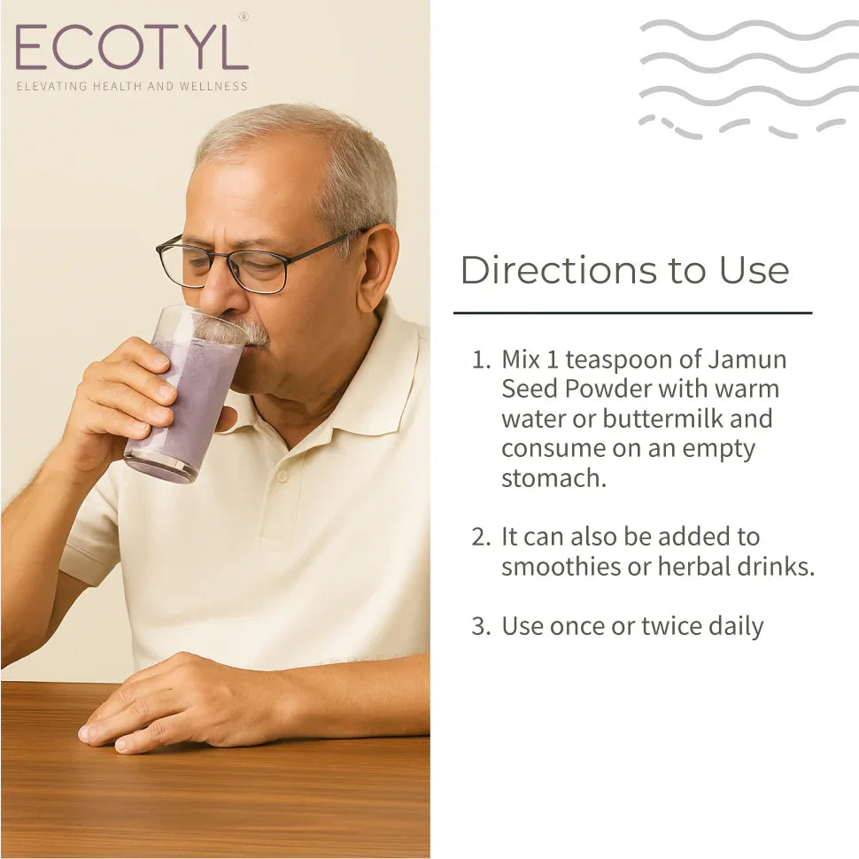 Ecotyl Jamun Seed Powder | Blood Sugar Control | Rich in Antioxidants - 200g - Orgoshops