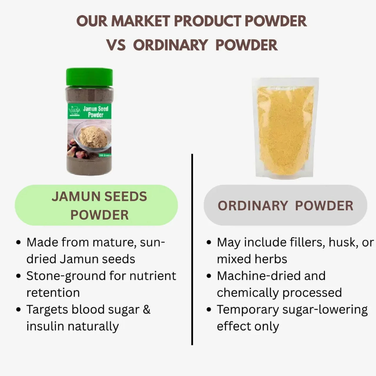 Veena Jamun Seed Powder - 100g ( Pack of 2 ) - Orgoshops