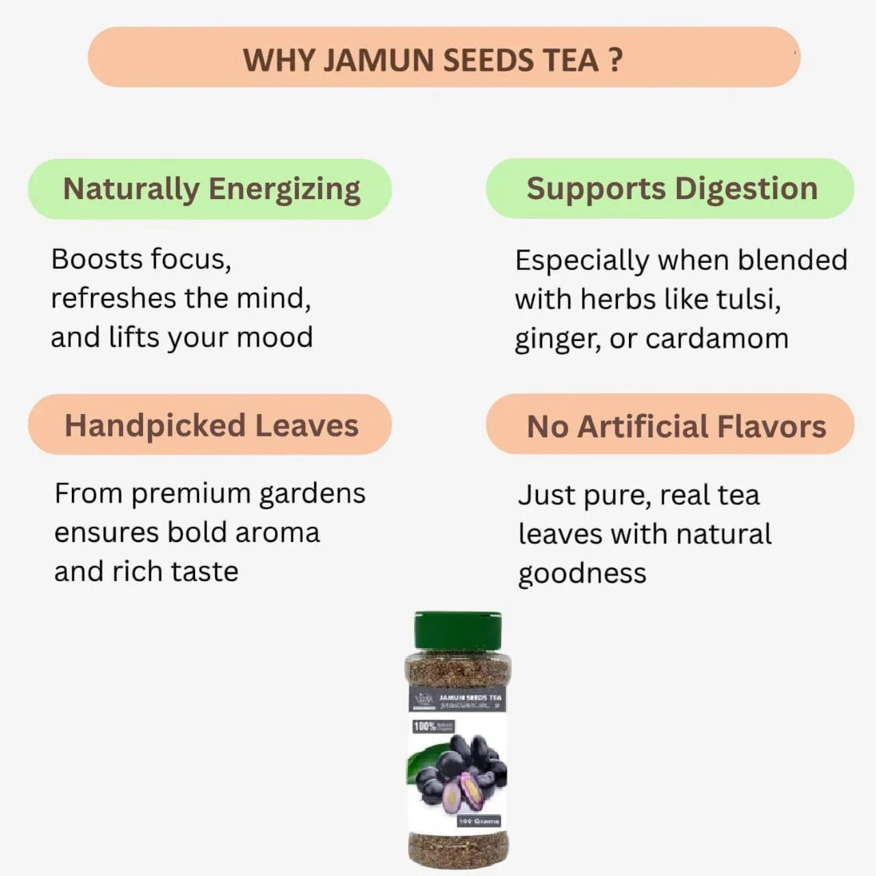 Veena Jamun Seeds Tea - 100 g ( Pack of 2 ) - Orgoshops