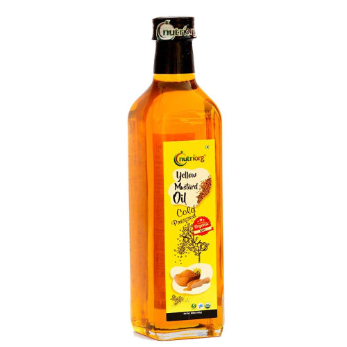 Nutriorgo Certified Organic Yellow Mustard Oil - 500ml Glass Bottle