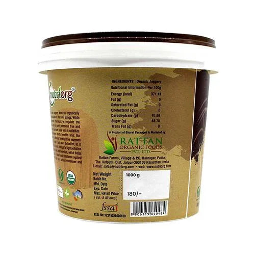 Nutriorg Certified Organic Raw Jaggery - 1000g ( Pack of 2) - Orgoshops