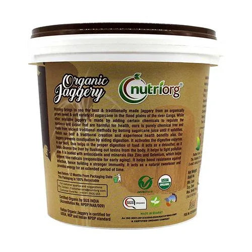 Nutriorg Certified Organic Raw Jaggery - 1000g ( Pack of 2) - Orgoshops