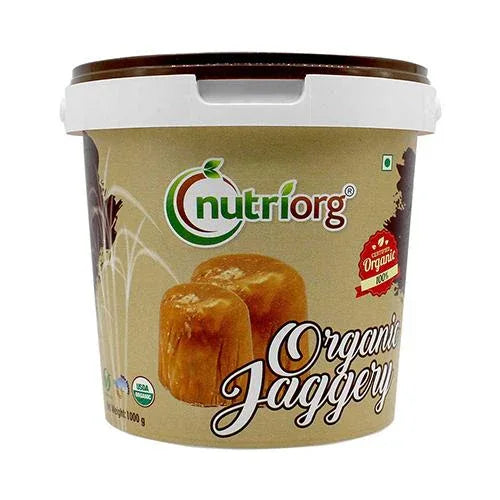Nutriorg Certified Organic Raw Jaggery - 1000g ( Pack of 2) - Orgoshops