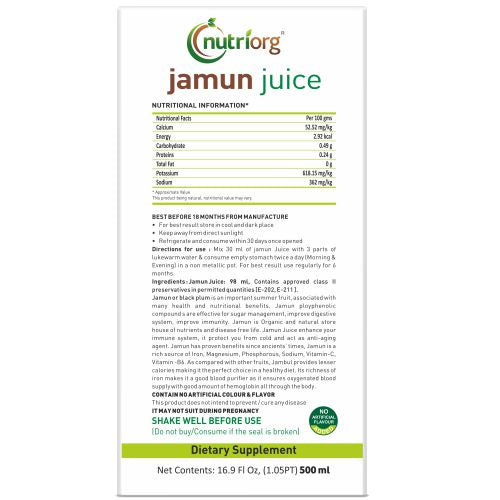 Nutriorg Jamun Juice - 500ml