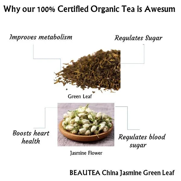 Beautea China Jasmine Leaf | Natural Teas | Cold & Hot Brew | Makes 25 Cups - Orgoshops