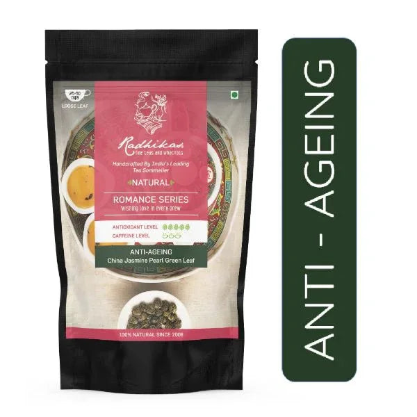 Anti-Ageing China Jasmine Pearl Green Leaf | Cold& Hot Brew | Makes 25 Cups - Orgoshops