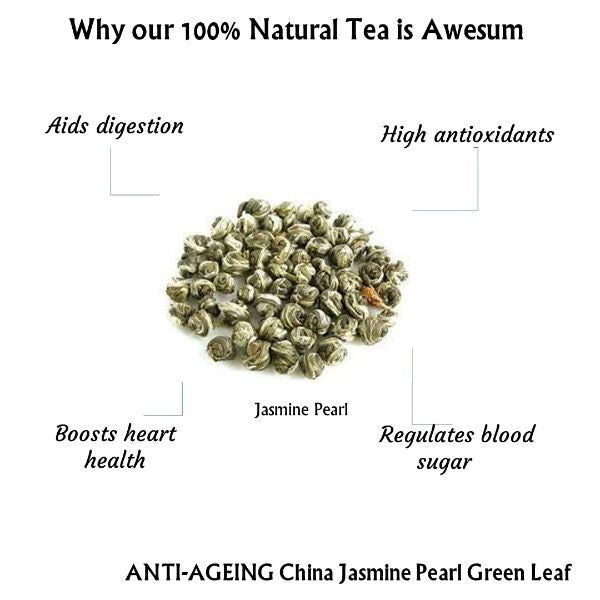 Anti-Ageing China Jasmine Pearl Green Leaf | Cold& Hot Brew | Makes 25 Cups