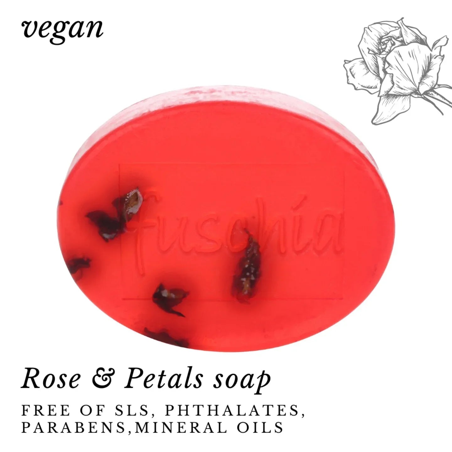 Fuschia - Rose & Petals Natural Handmade Herbal Soap -100g - Orgoshops