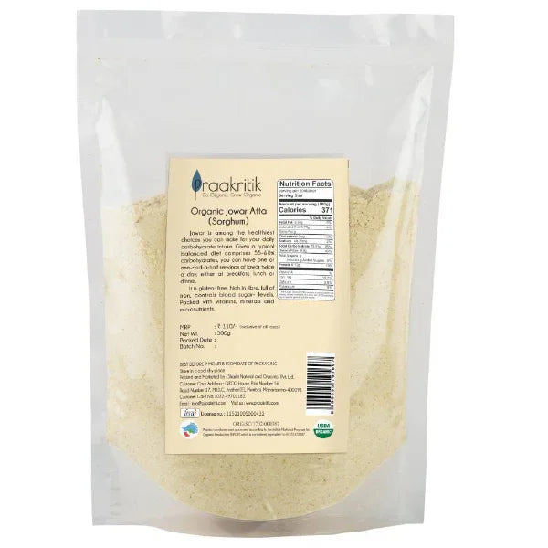 Praakritik Organic Jowar Atta-1kg - Orgoshops