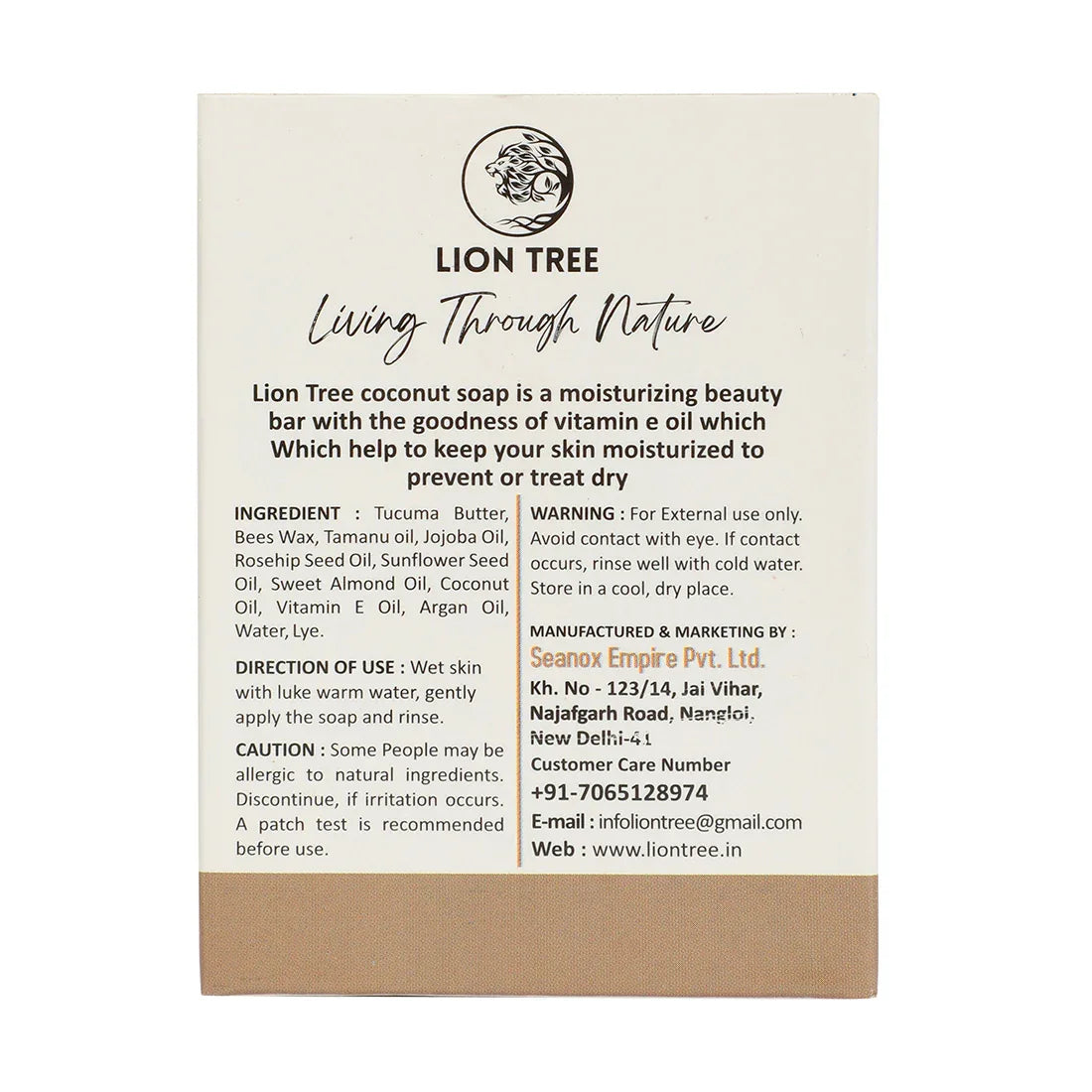 Lion Tree Handmade Coconut Soap With Goodness Of Vitamin E 110gm - Orgoshops