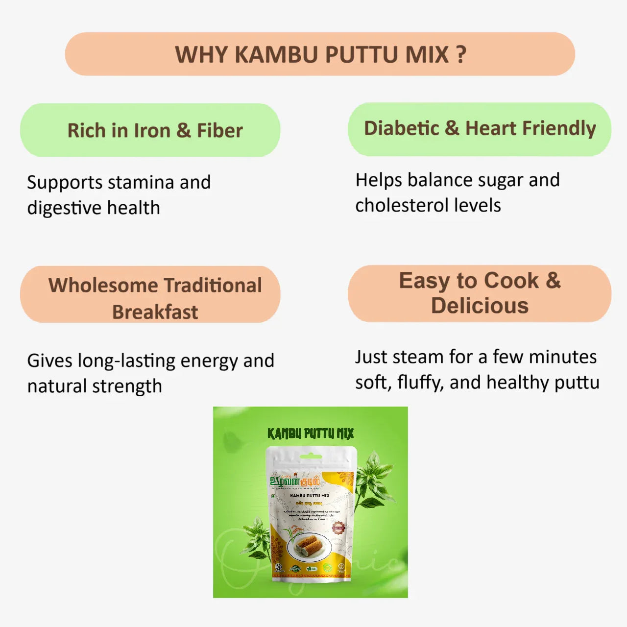 Karai Uzhavan Kudil Kambu Puttu Mix - 1kg - Orgoshops