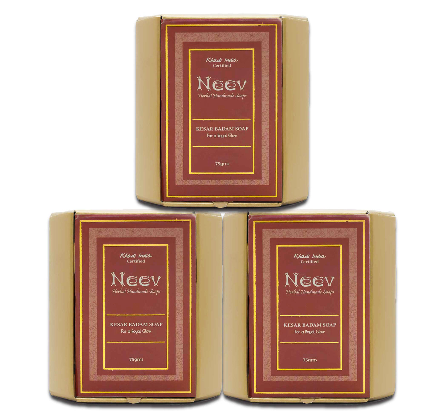 Kesar Badam Soap For A Royal Glow - 75g ( Set Of 3 )