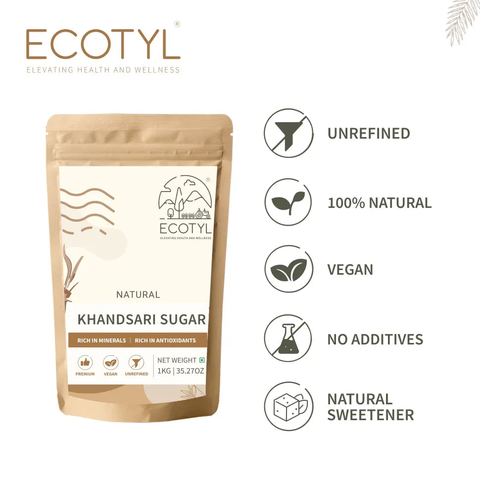 Ecotyl Khandsari Sugar | Unrefined Natural Sweetener | Rich in Minerals - 1kg - Orgoshops