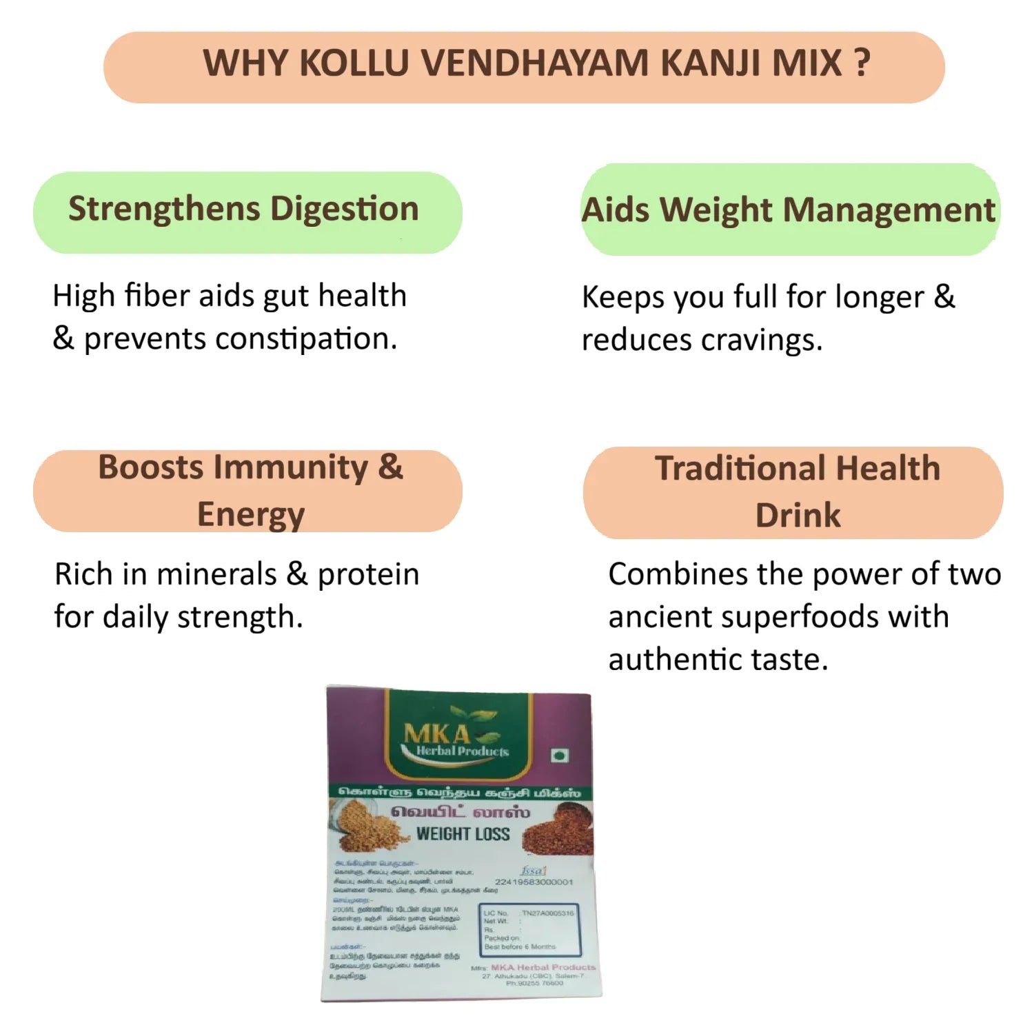 MKA Herbal Weight Loss Mix / Kollu Kanji Mix - 250 g (Pack of 2) - Orgoshops