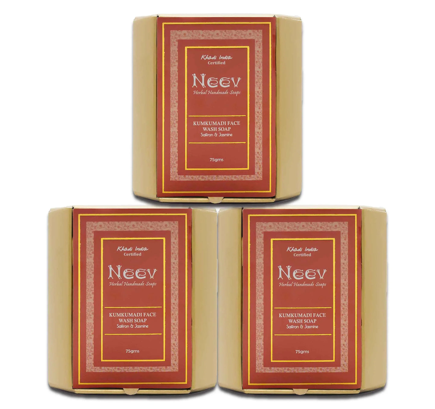 Neev Herbal Handmade Soaps Kumkumadi Soap - 75g ( Set of 3 ) - Orgoshops