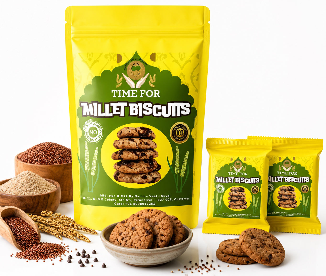 Kalpavirutcham Time For Millet Biscuits – Healthy Snack Made with Millets | Crunchy Cookies with Natural Ingredients - 100g Ragi Cookies