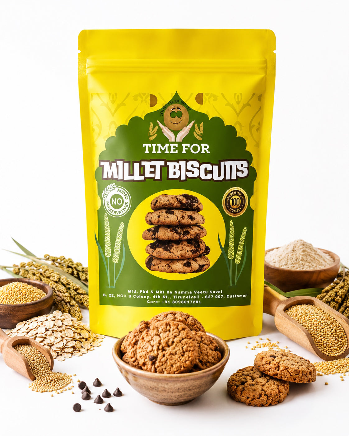 Kalpavirutcham Time For Millet Biscuits – Healthy Snack Made with Millets | Crunchy Cookies with Natural Ingredients - 100g Kodo Millet Cookies