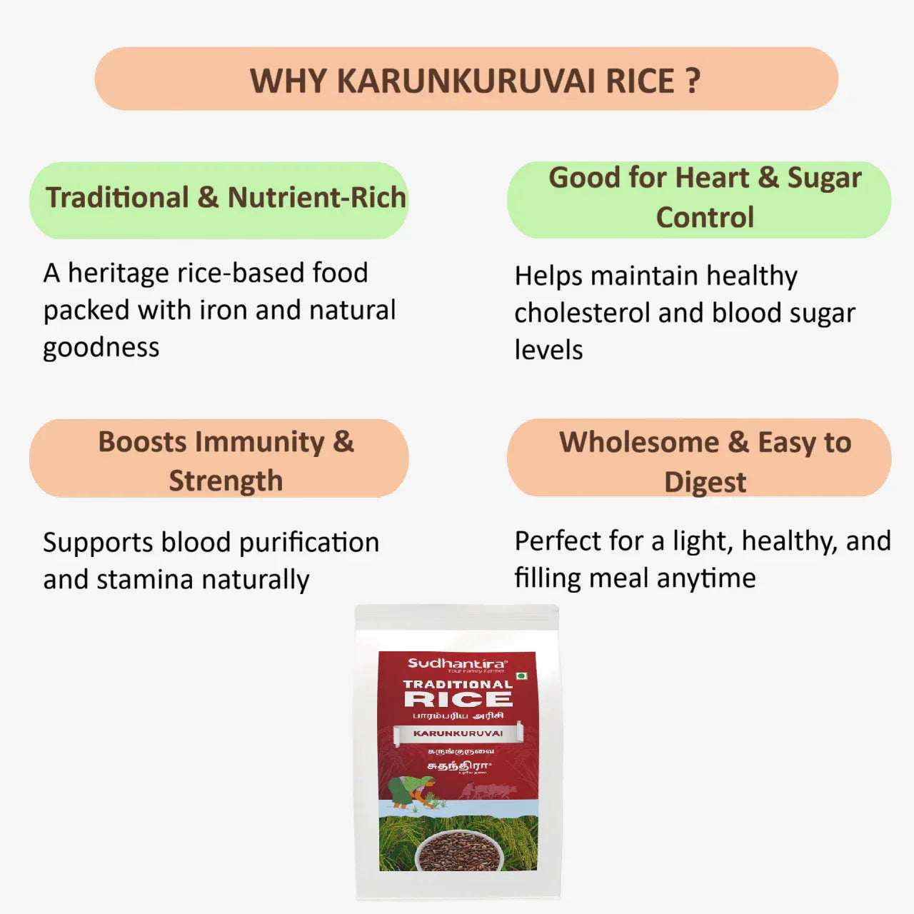 Sudhantira Karunkuruvai Rice - 1kg - Orgoshops