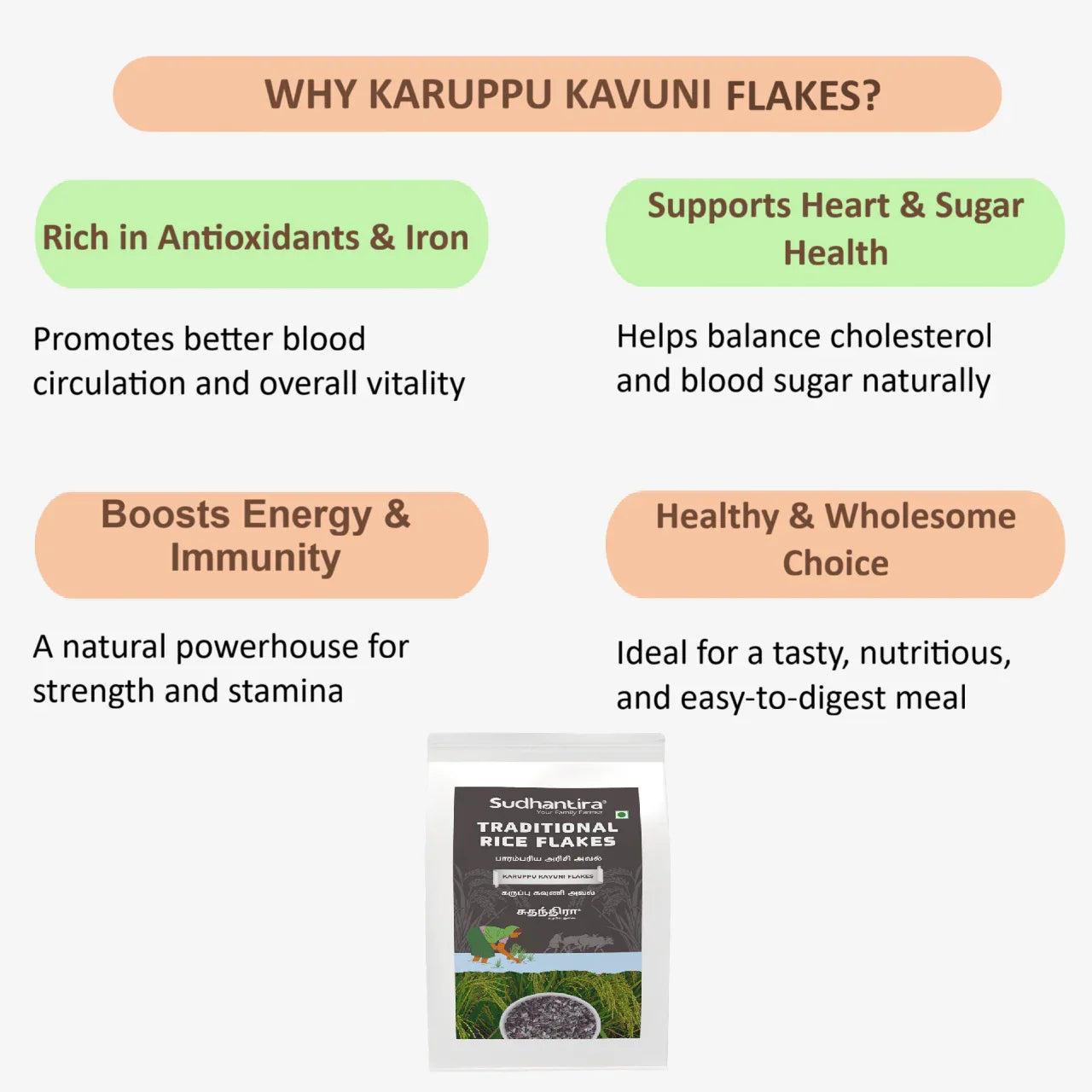 Sudhantira Karupu Kavuni Flakes - 500g - Orgoshops