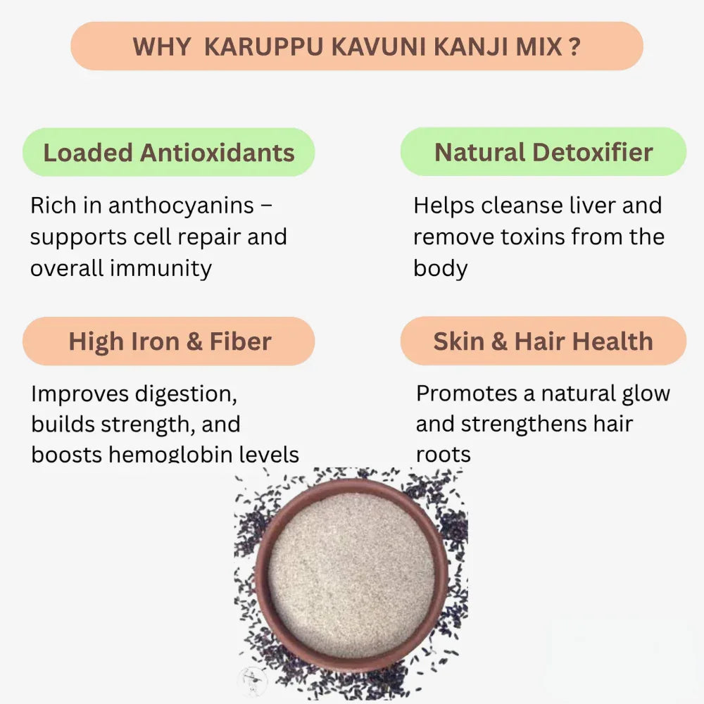 Dhaanyas Karuppu Kavuni Kanji Mix - 250g (Pack of 2) - Orgoshops