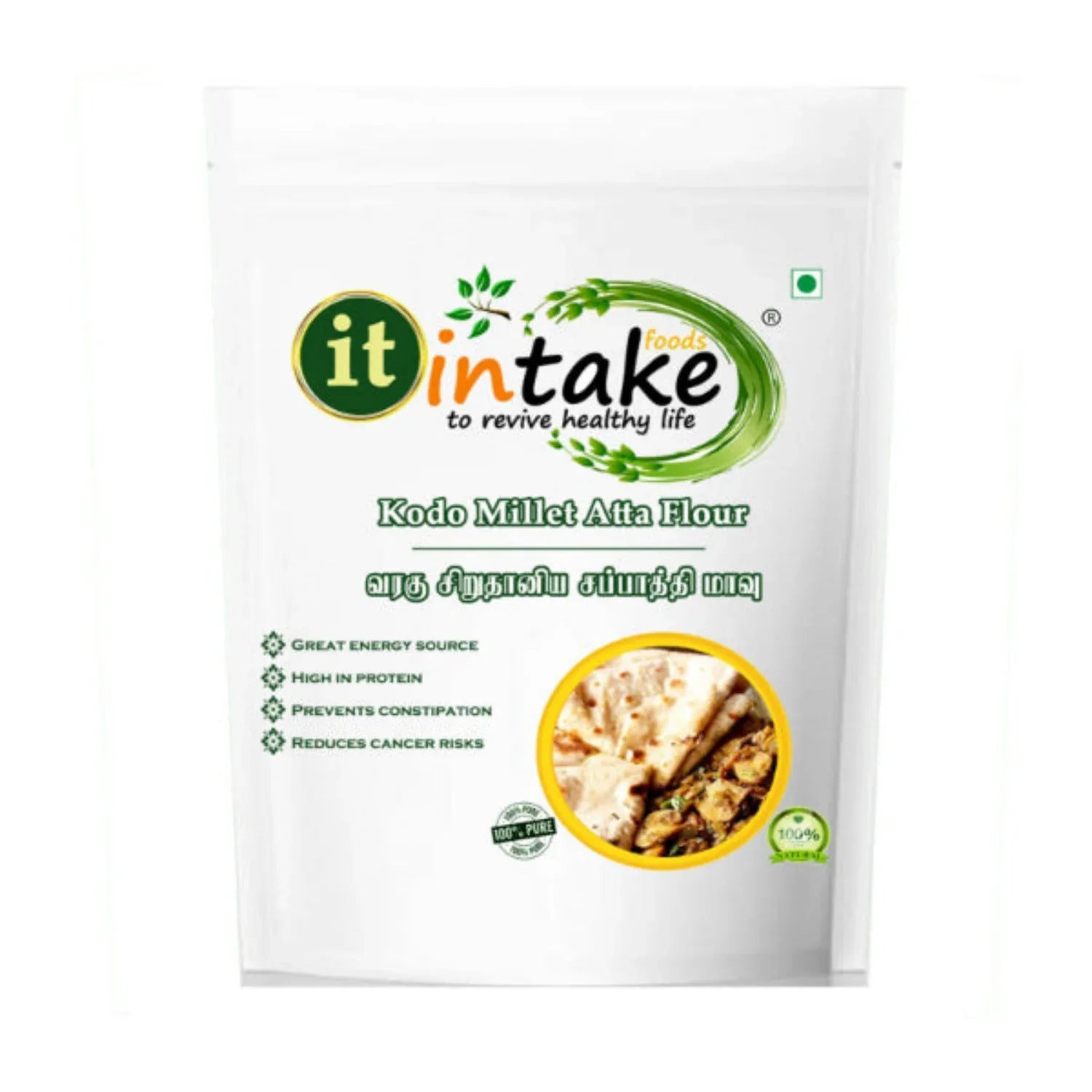 Intake Kodo Millet Atta Flour / Varagu / Kodo Millet Flour - 1 kg - Orgoshops