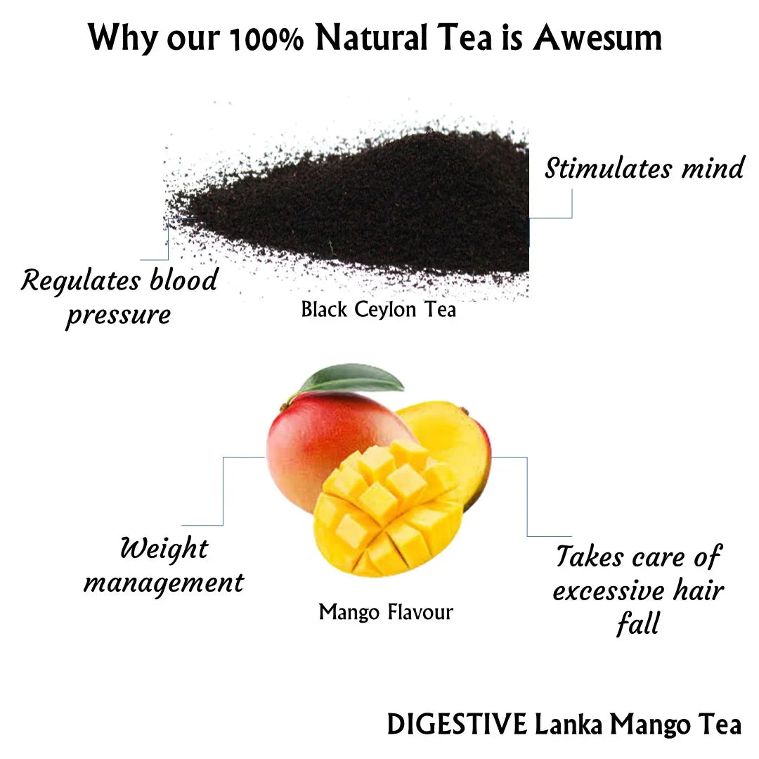Digestive Lanka Mango Black Tea | Cold & Hot Brew | (50 gm) Makes 25 Cups - Orgoshops