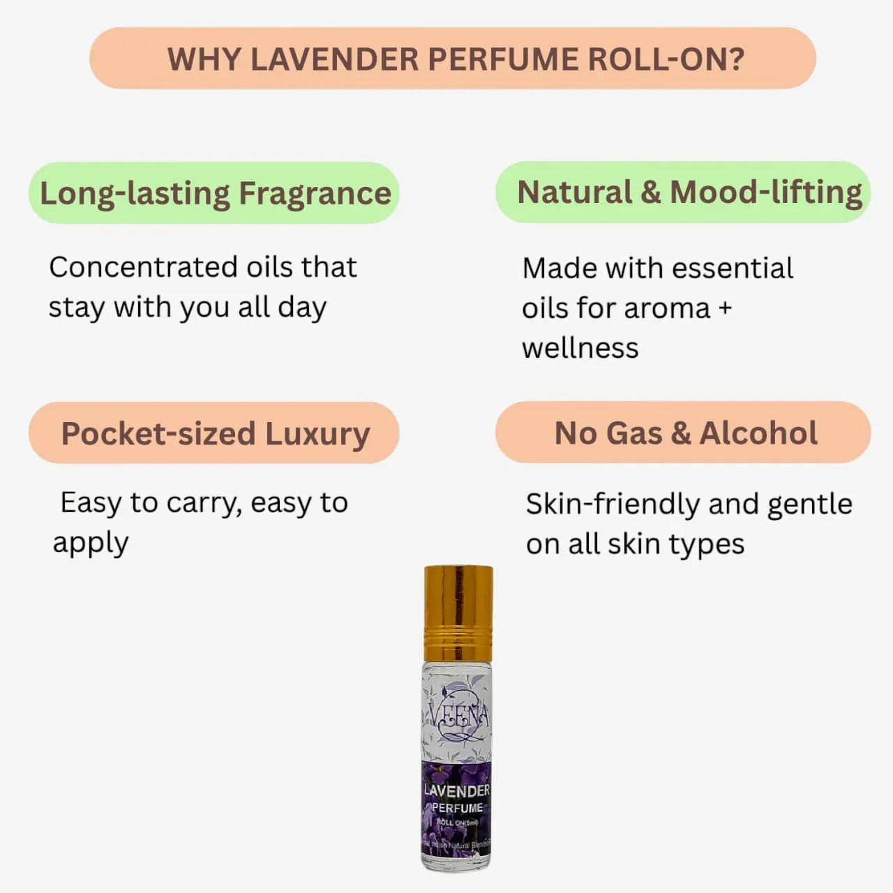 Veena Lavender Perfume Roll On - 10ml ( Pack of 2 ) - Orgoshops