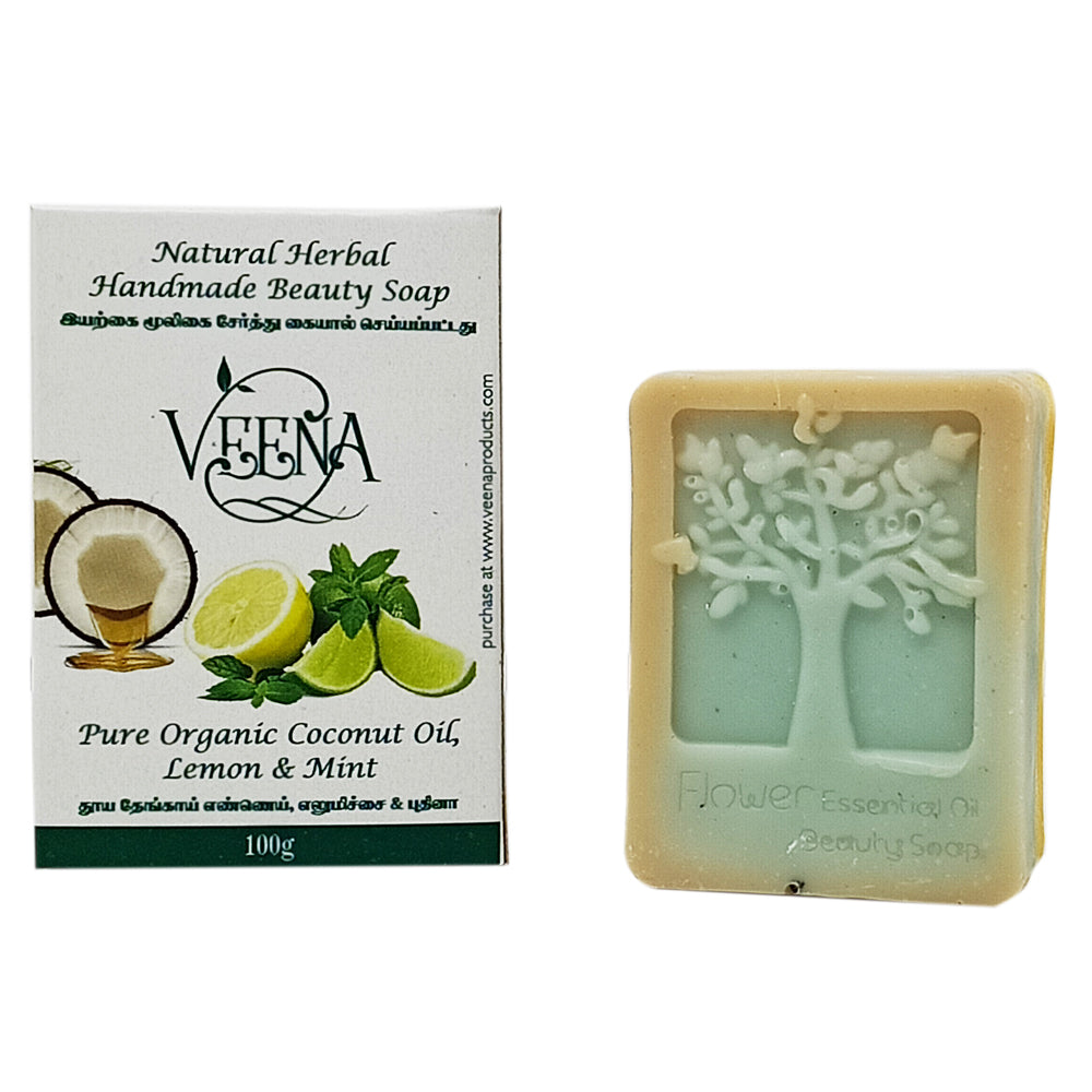 Veena Lemon & Mint Natural Soap - 100 g ( Pack of 3 )