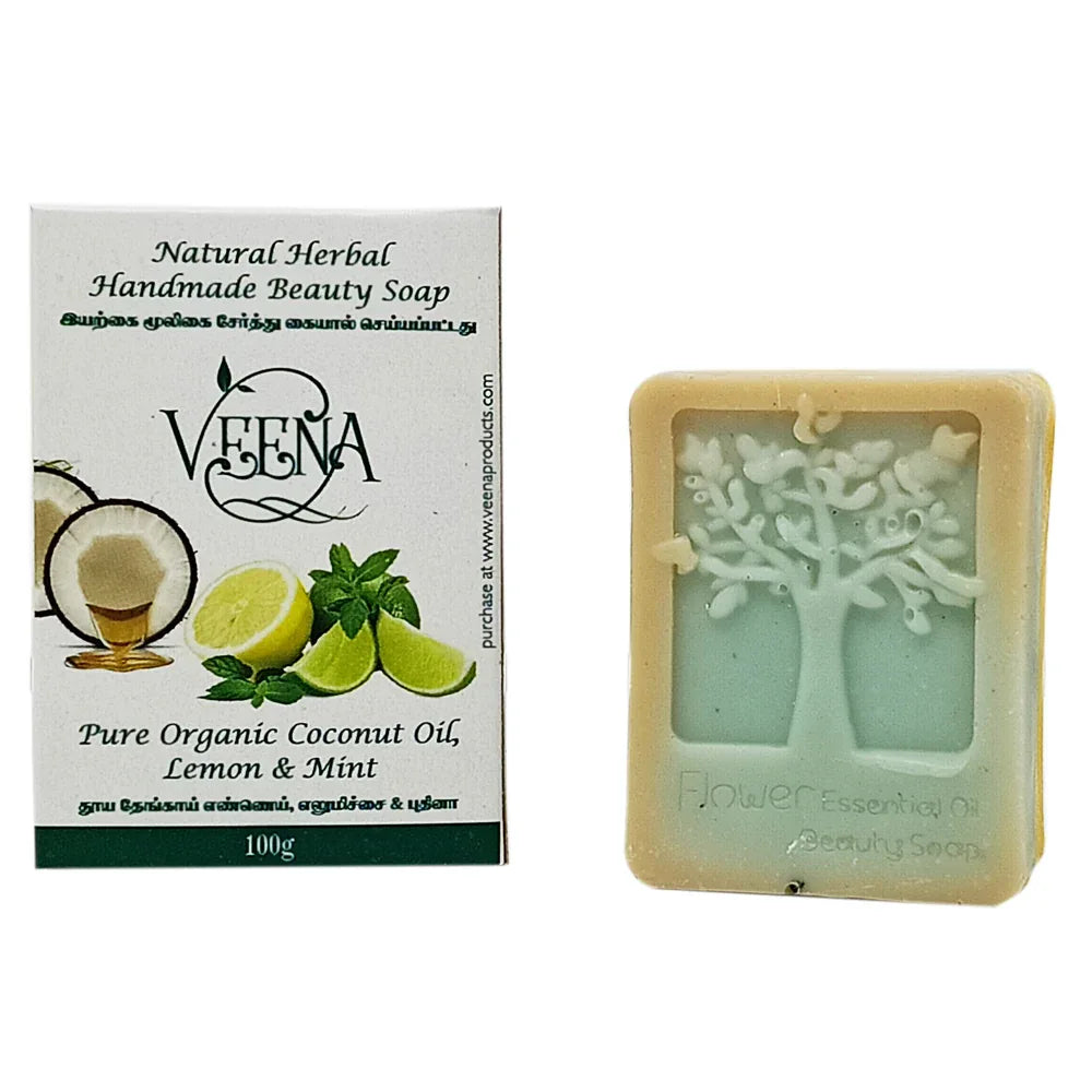 Veena Lemon & Mint Natural Soap - 100 g ( Pack of 3 ) - Orgoshops