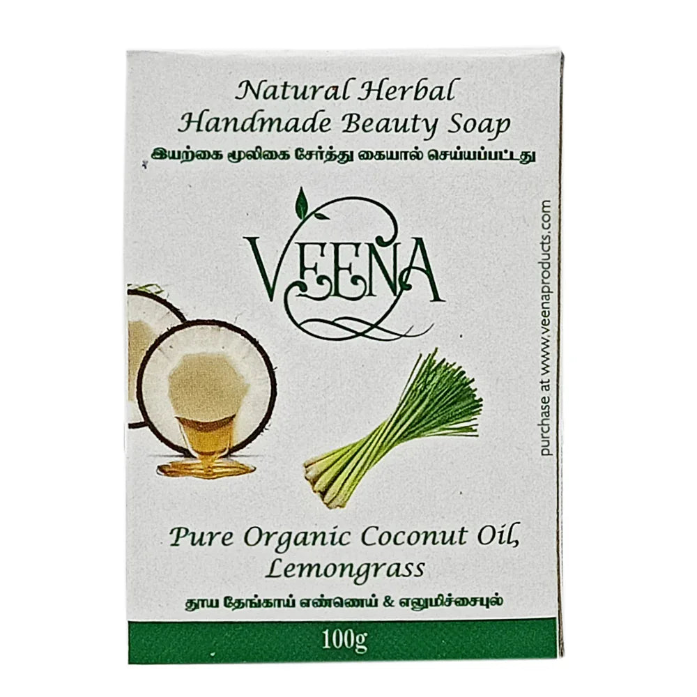 Veena Lemongrass Natural Soap - 100g ( pack of 3 ) - Orgoshops