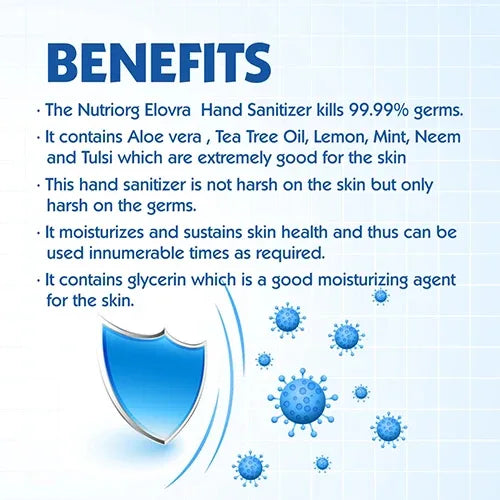 Nutriorg Elovr Liquid Hand Sanitizer - 250ml ( Pack of 2 ) - Orgoshops