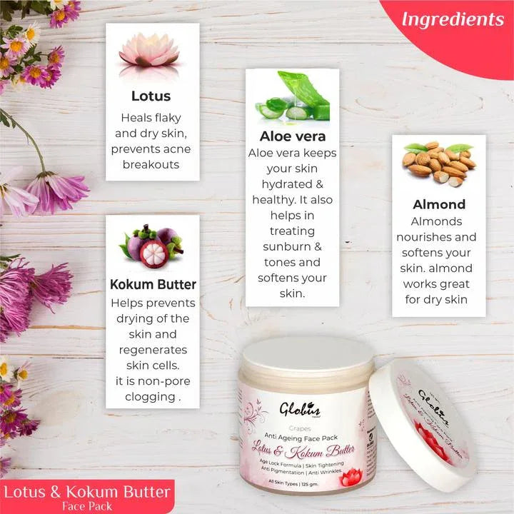 Lotus Kokum Butter Anti Aging Face Pack 125gms - Orgoshops