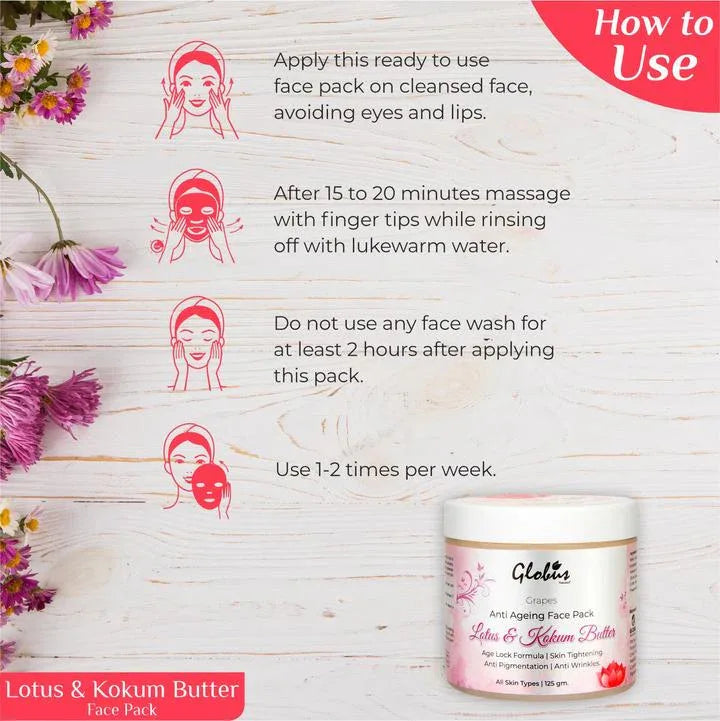 Lotus Kokum Butter Anti Aging Face Pack 125gms - Orgoshops