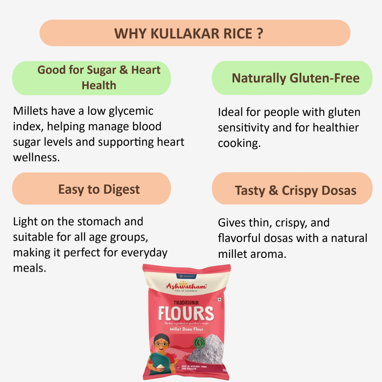 Ashwatham Millet Dosa Flour / Dosa Flour - 500 g