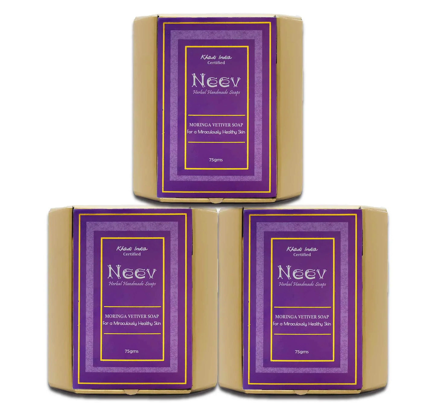 Neev Herbal Handmade Soaps Moringa Vetiver Soap - 75g ( Set of 3 ) - Orgoshops