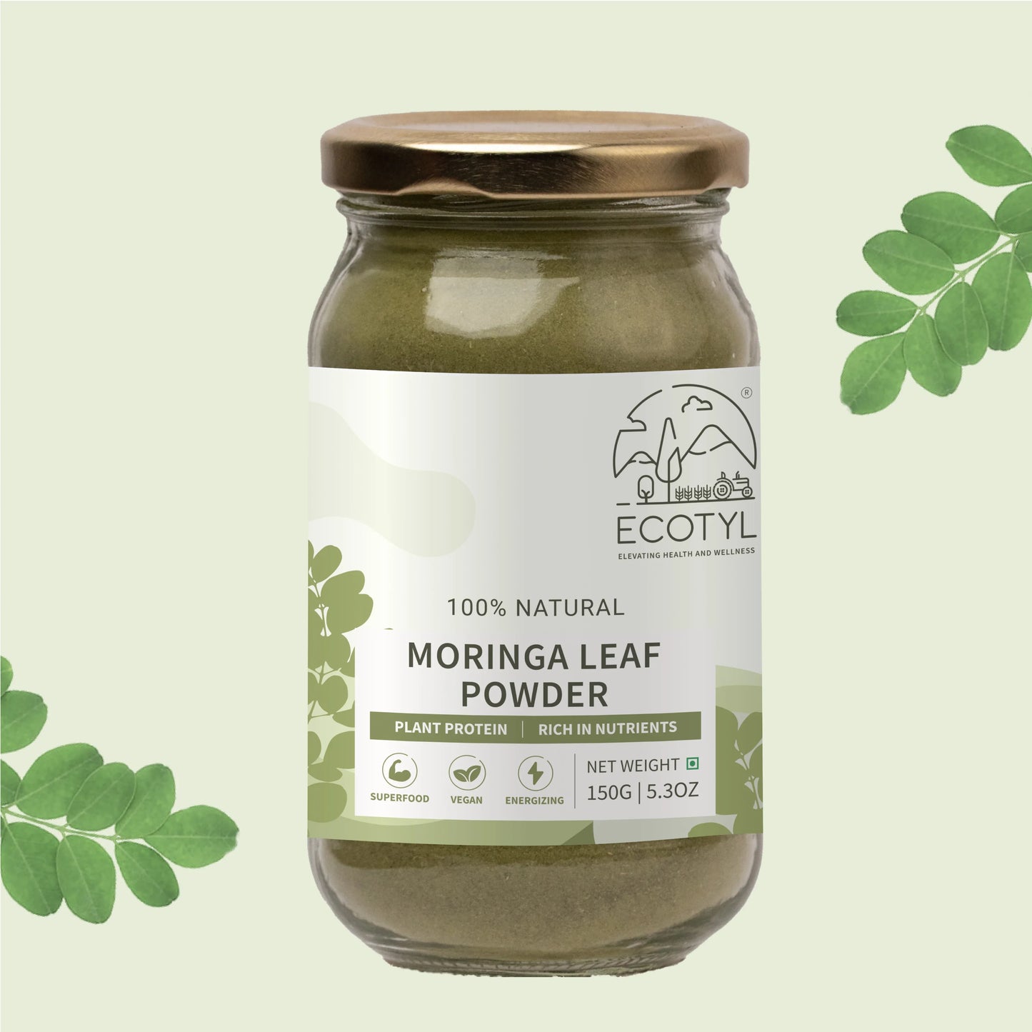 Ecotyl Moringa Leaf Powder | Natural Multi-Vitamin | Good for Hair & Skin - 150g - Orgoshops
